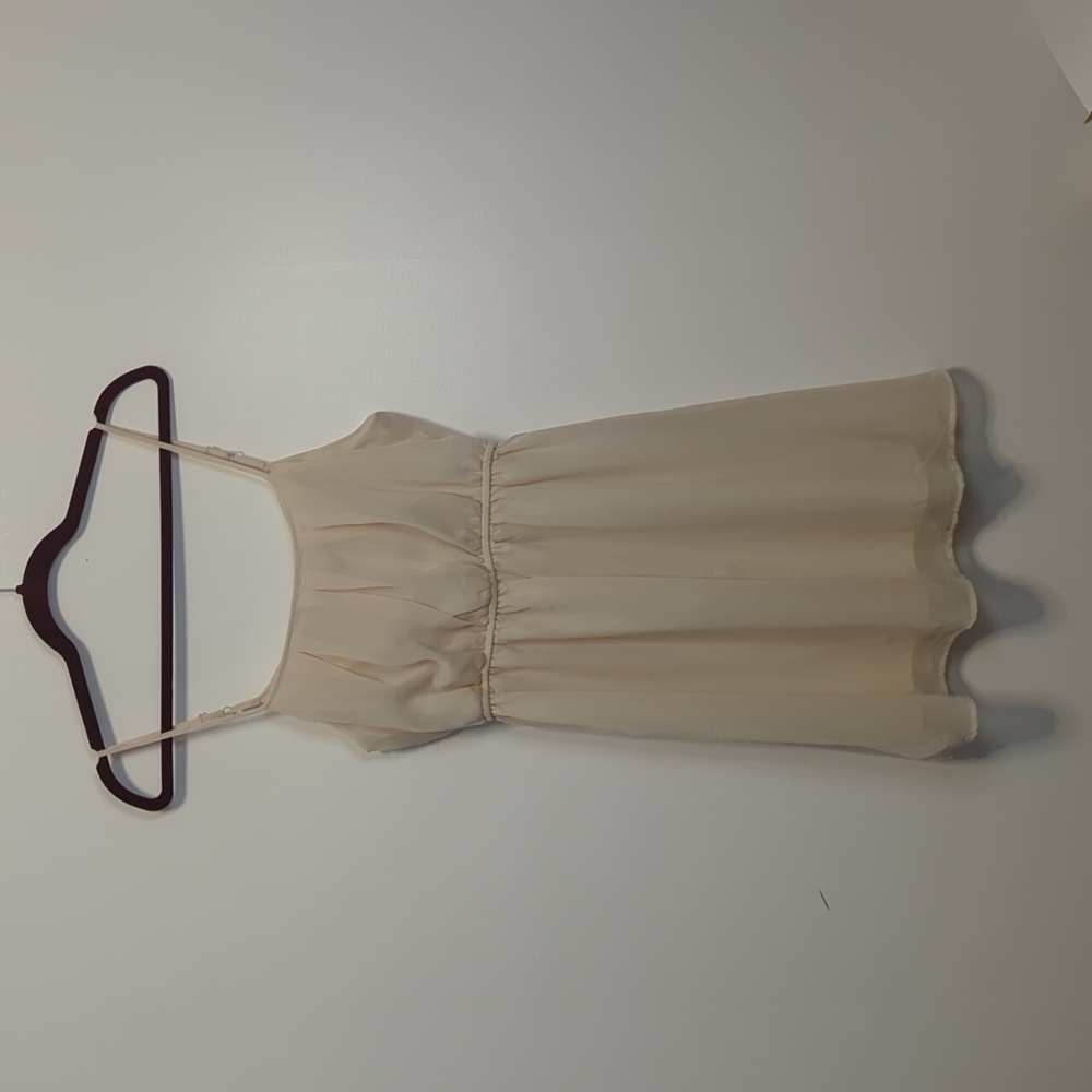 BEIGE SPAGHETTI STRAPS MINI DRESS